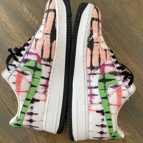 Nike Air Force 1 Low Tie Dye Men’s 9.5 Multicolor Green Pink Streetwear - Picture 9 of 14